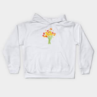 yellow red and orange Ranunculus flower Kids Hoodie